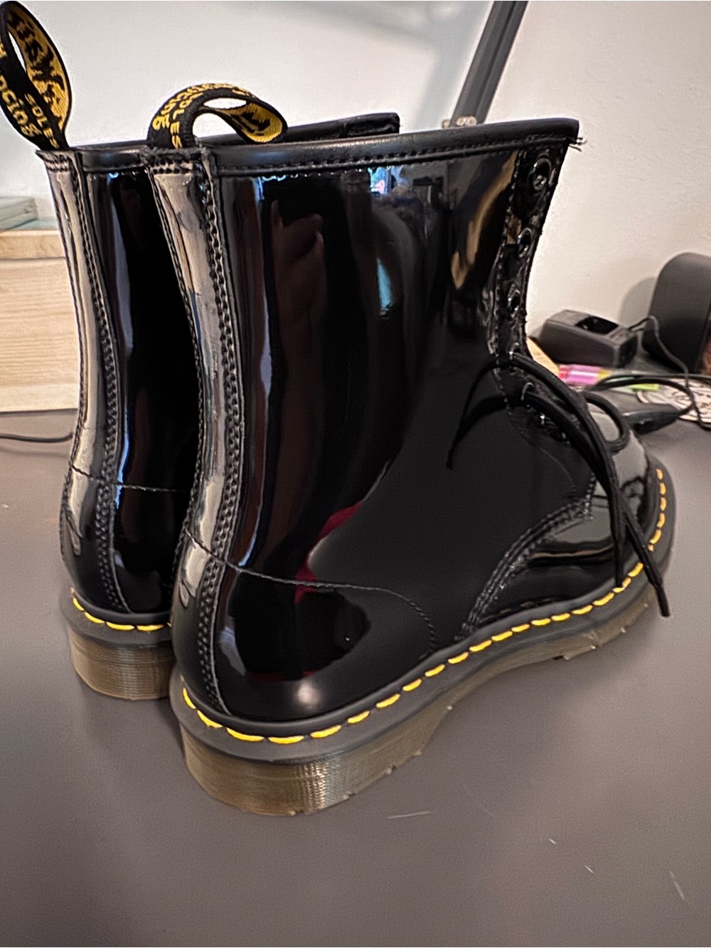 Dr. Martens 1460 Patent Leather Boots Black Women’s Size 10 (US) EU 42 - Picture 2 of 6